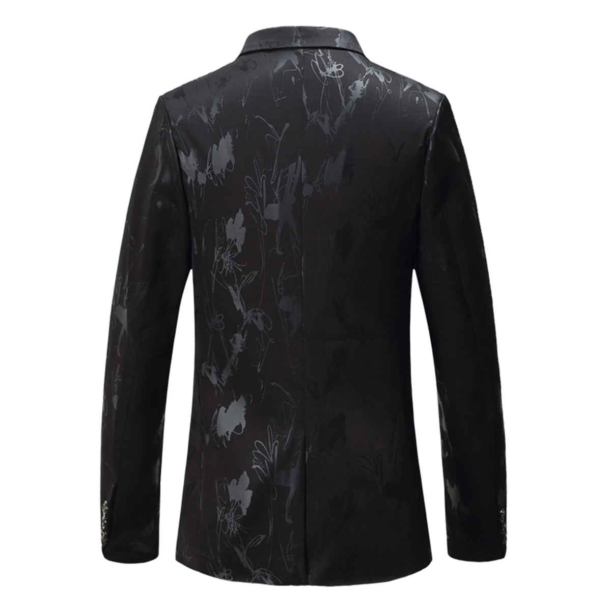 Men's Printed Single Breasted Slim Fit Blazer Black
