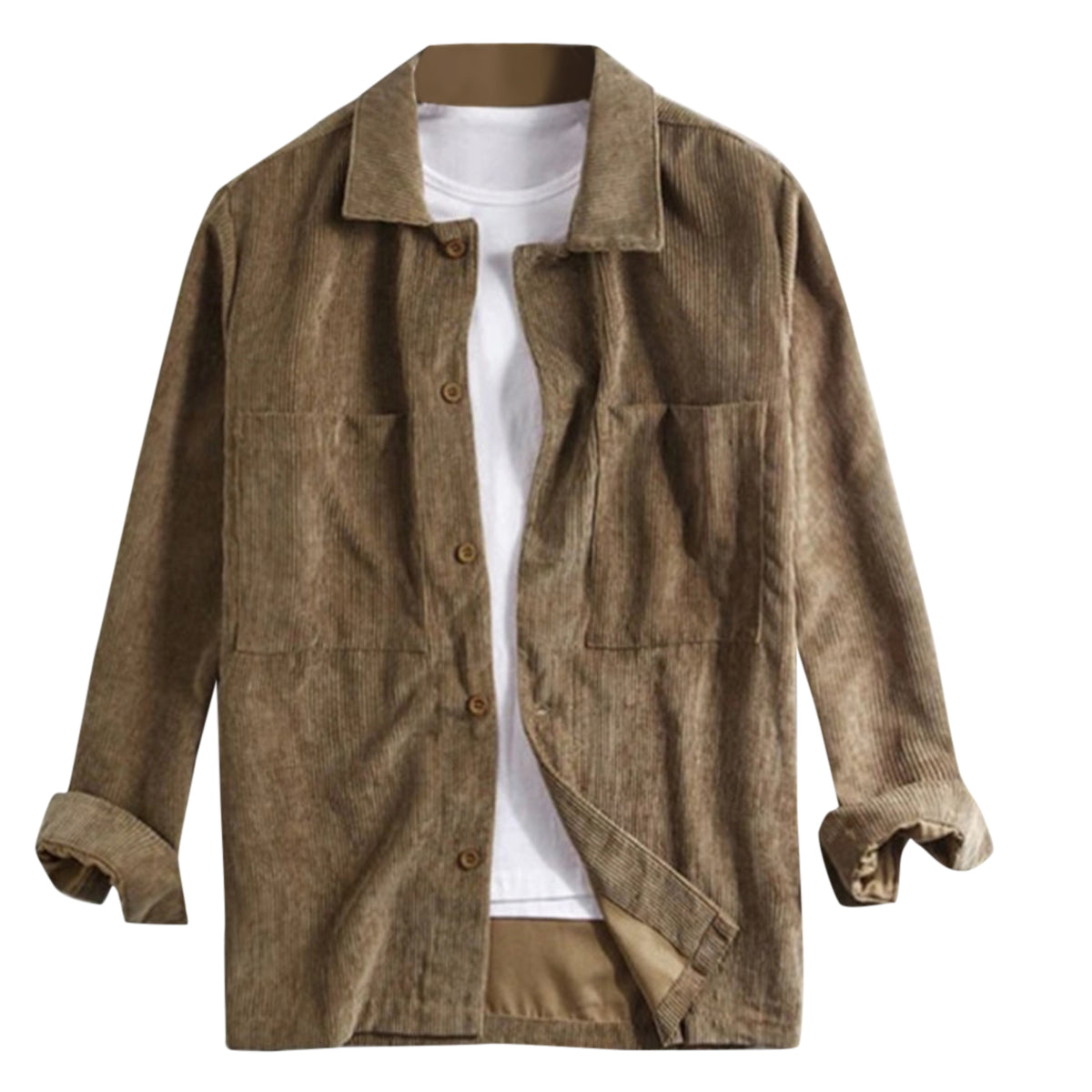Men's Solid Color Lapel Velvet Shirt Brown