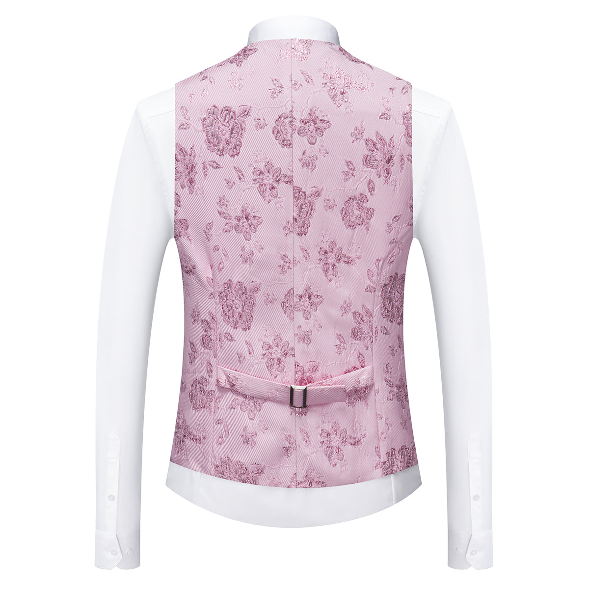 3-Piece Mens Floral Suit Slim Fit 1 Button Shawl Collar Suit Pink