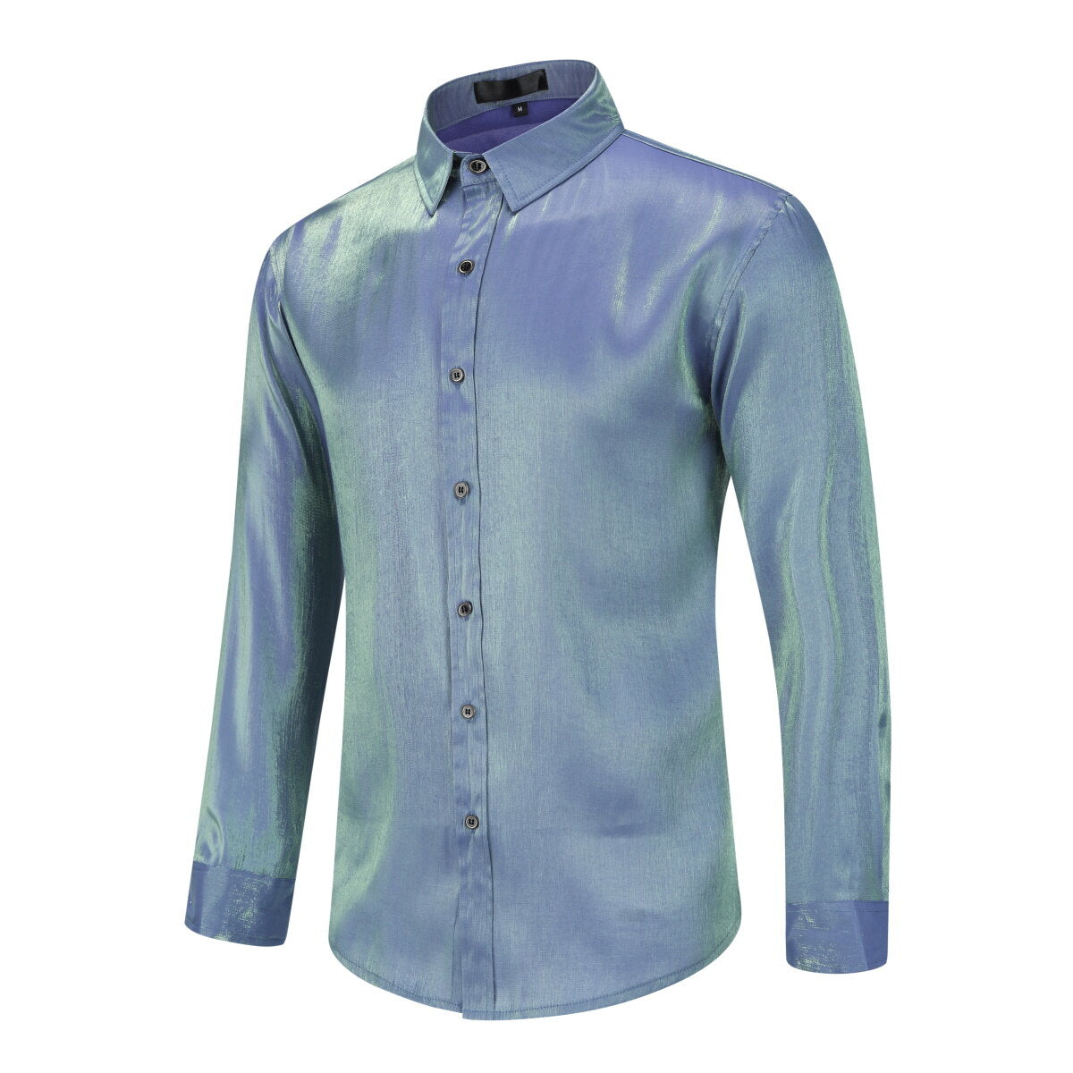 Men's Solid Color Silk Comfort Long Sleeve Shirt Blue Purple