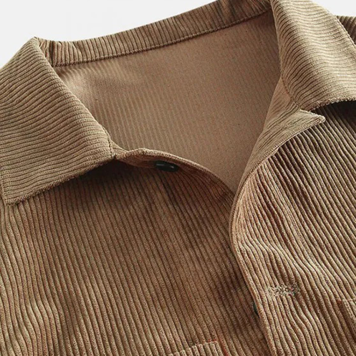 Men's Solid Color Lapel Velvet Shirt Brown