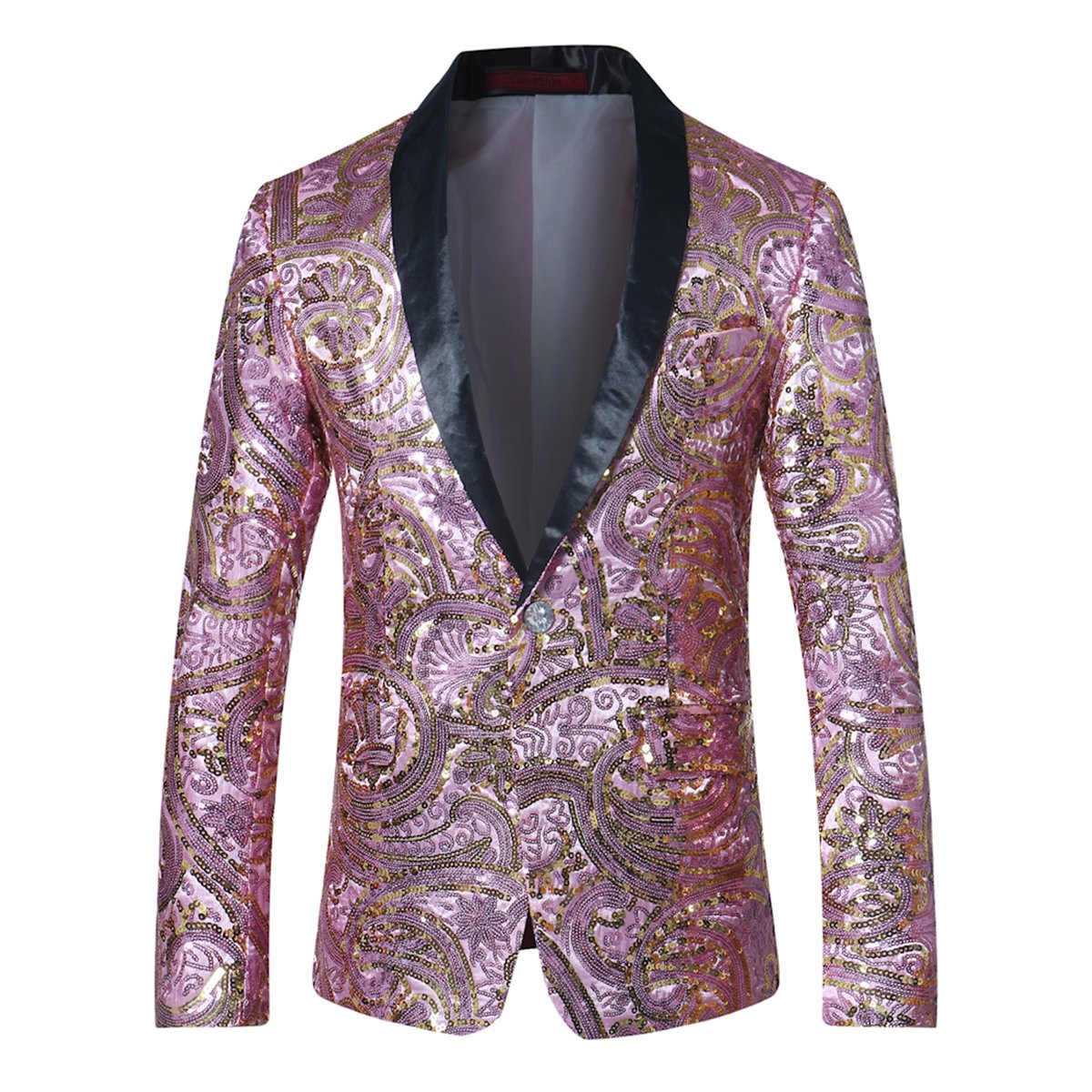 Slim Fit Wedding Sequin Floral Blazer Pink