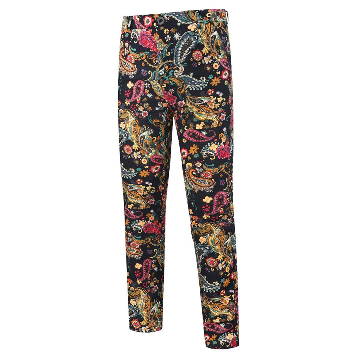 2-Piece Men's Button Mid-Slit Cashew Flower Suit