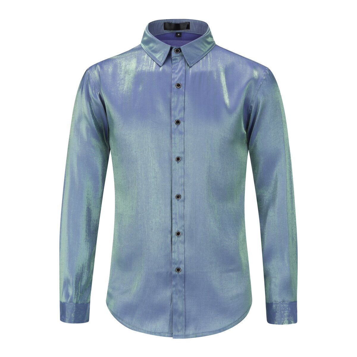 Men's Solid Color Silk Comfort Long Sleeve Shirt Blue Purple