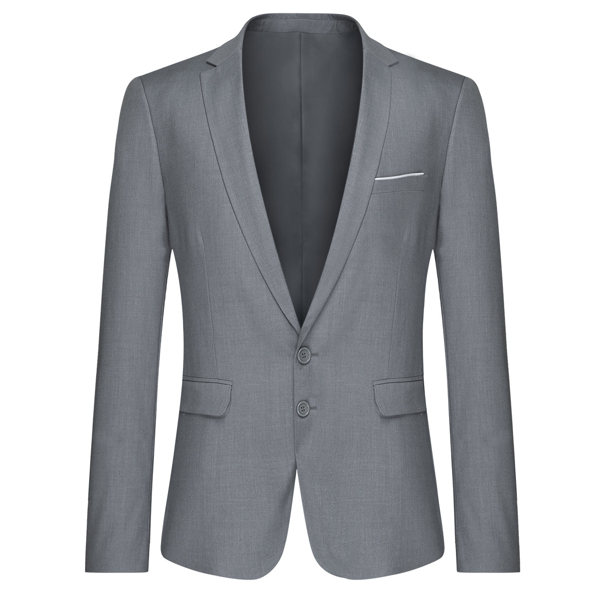 Mens 2-Piece Slim Fit Two Button Light Grey Suit