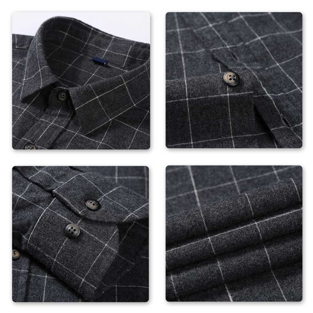 Slim Fit Plaid Cotton Shirt Black