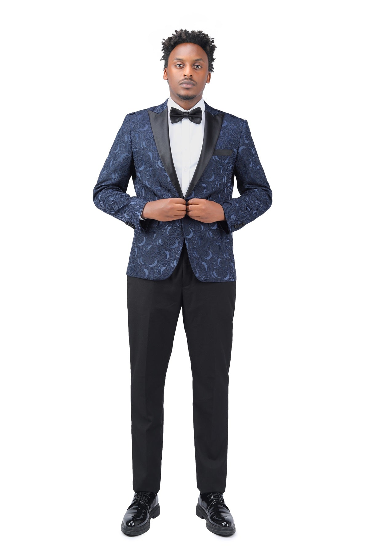 2-Piece Printed Suits Dark Pattern Blue