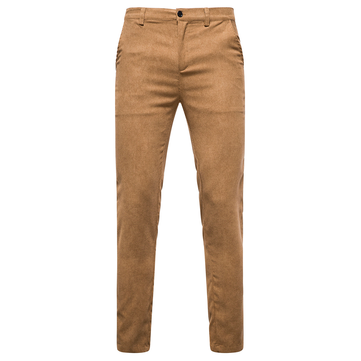 2-Piece Solid Color Two Button Single Breasted Corduroy Suit Khaki