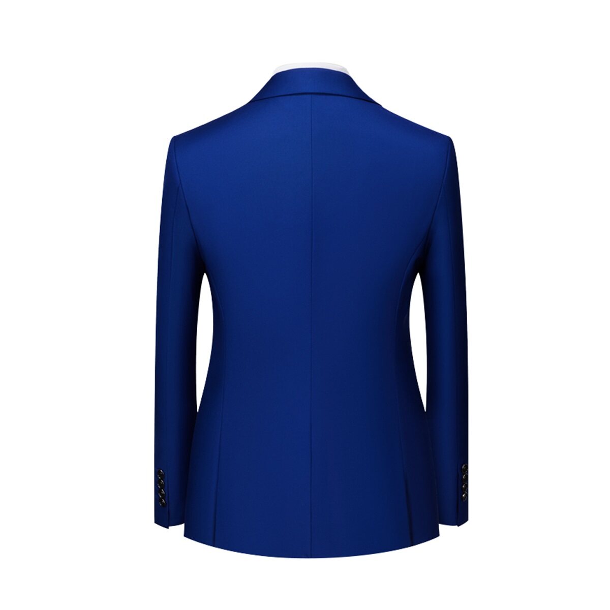 Men's Solid Color Double Breasted Business Suit Blue
