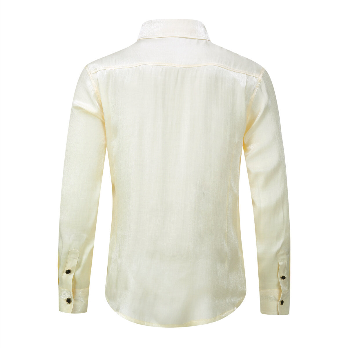 Men's Solid Color Silk Comfort Long Sleeve Shirt Beige