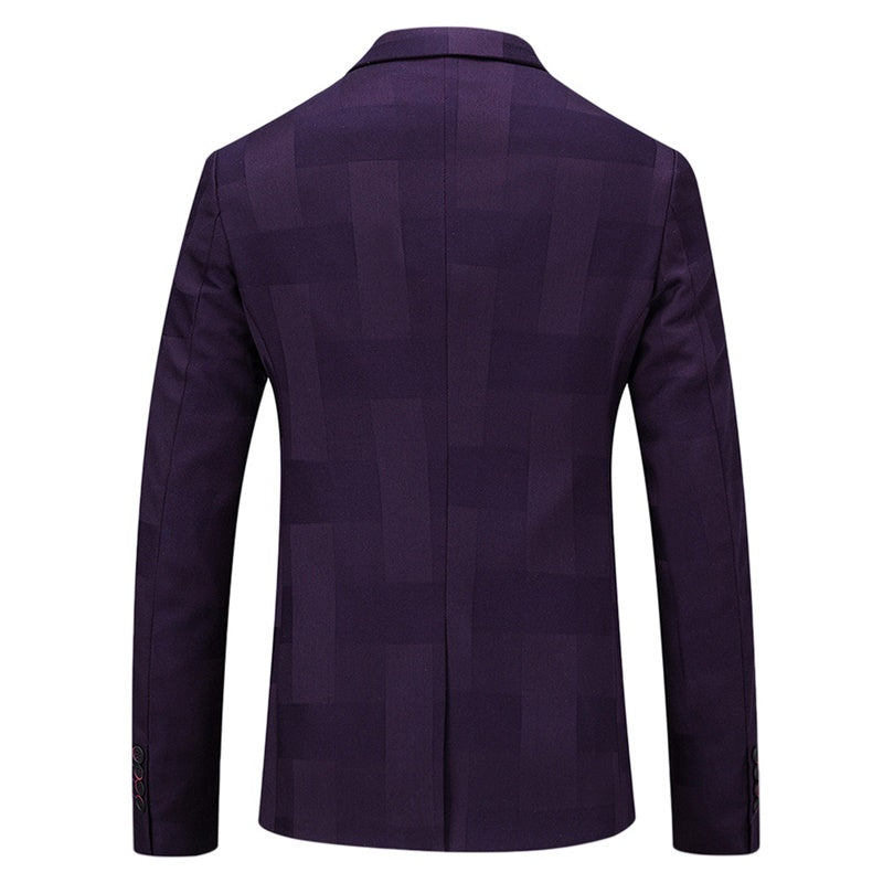 3-Piece Slim Fit Checked Indigo Casual Suit