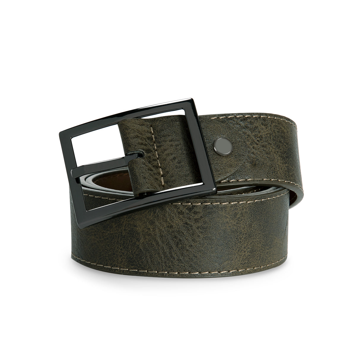 Antique Finish Buckle Belt DarkOliveGreen