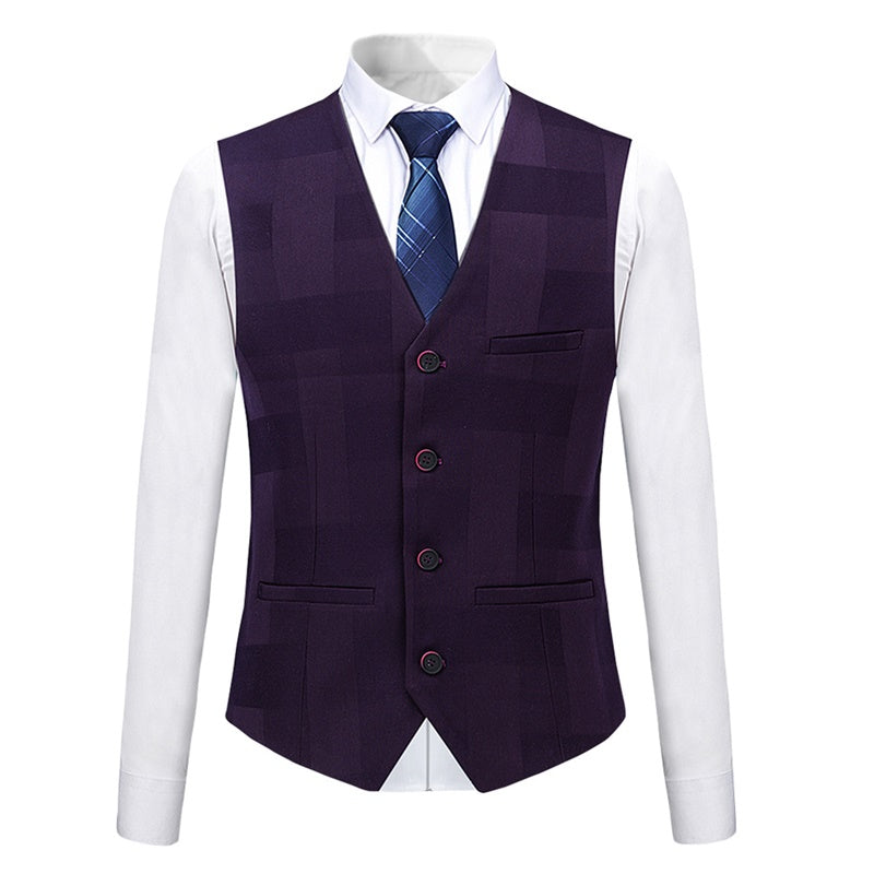3-Piece Slim Fit Checked Indigo Casual Suit