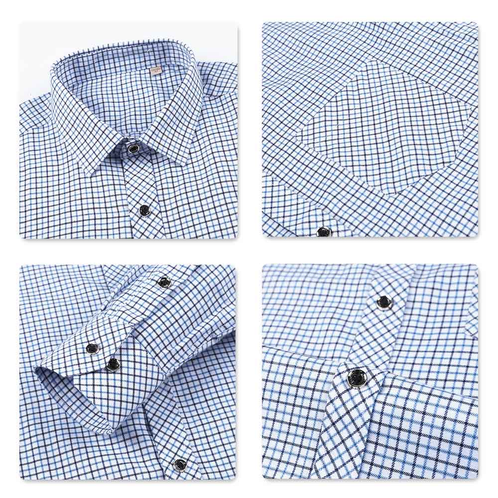 Men's Regular Fit Striped and Plaid Casual Cotton Shirt