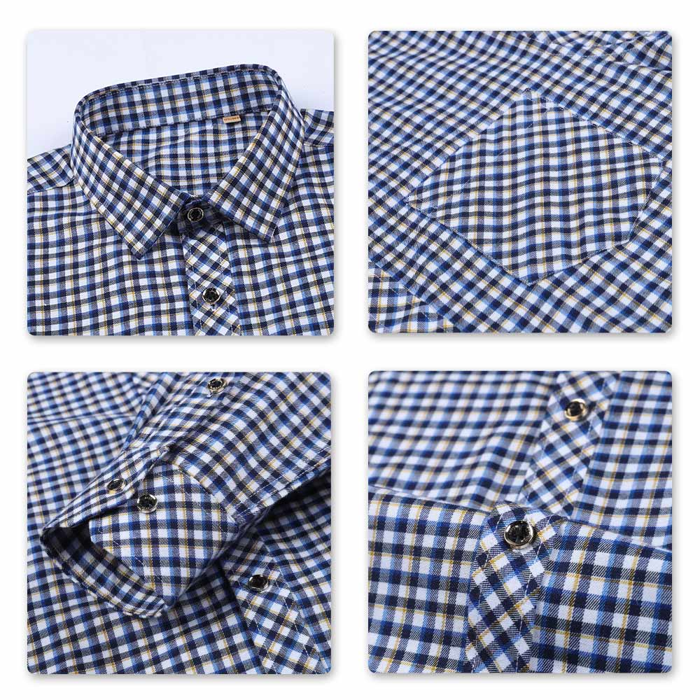 Men's Regular Fit Striped and Plaid Casual Cotton Shirt
