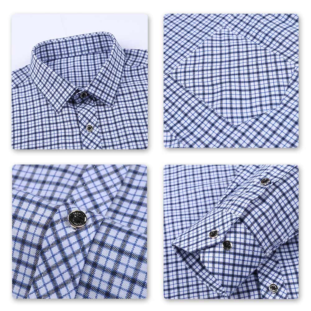 Men's Regular Fit Striped and Plaid Casual Cotton Shirt