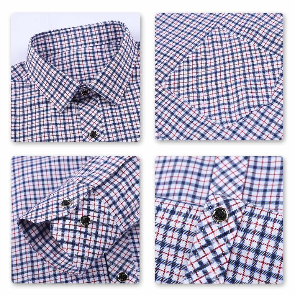 Men's Regular Fit Striped and Plaid Casual Cotton Shirt