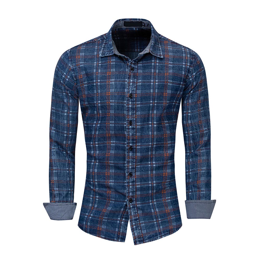 Slim Fit Plaid Paisley Shirt Navy