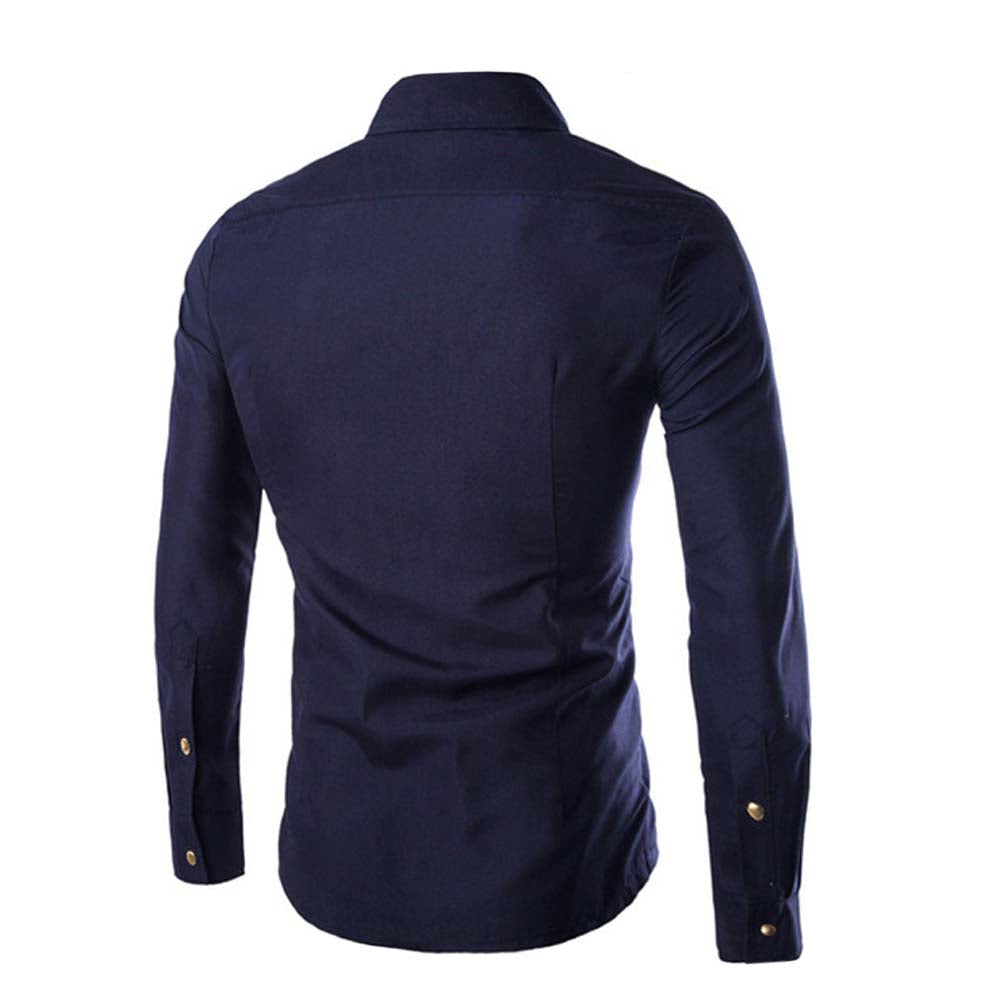 Slim Fit Zipped Pocket Shirts Navy