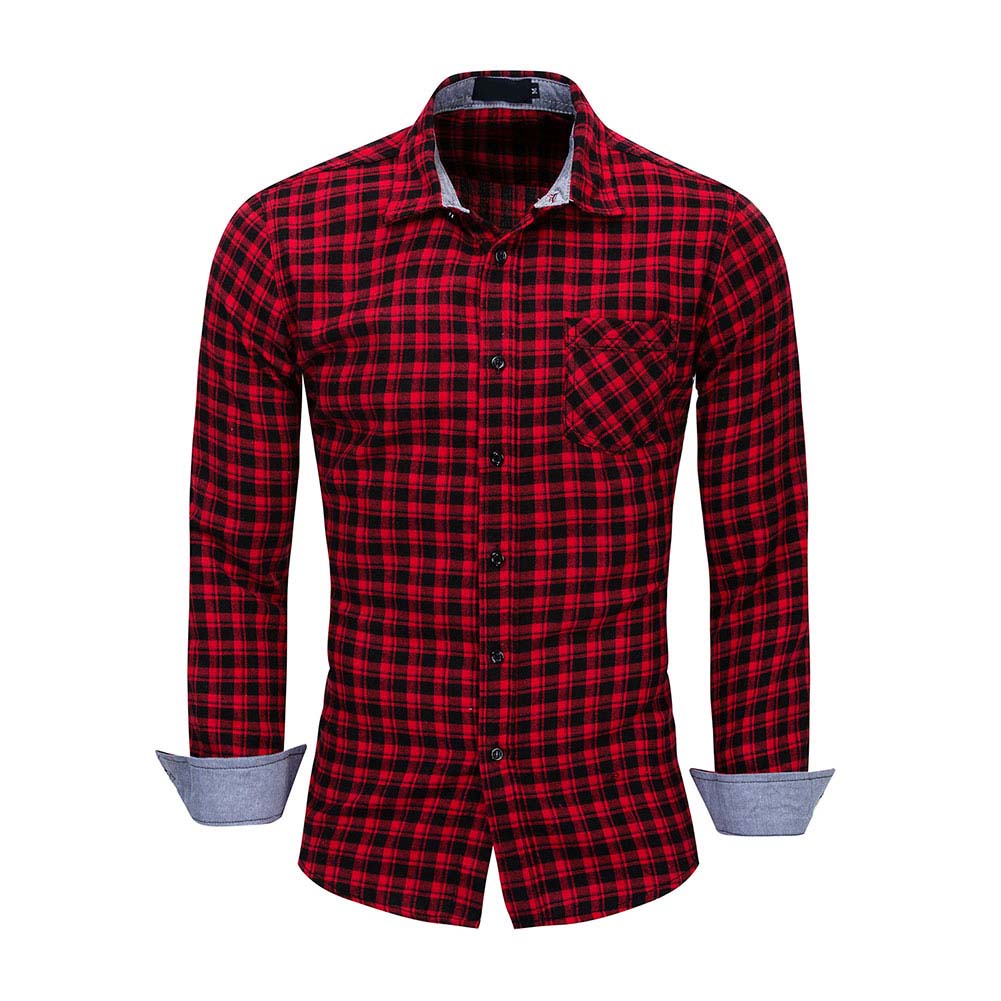 Slim Fit Plaid Twill Shirt Red