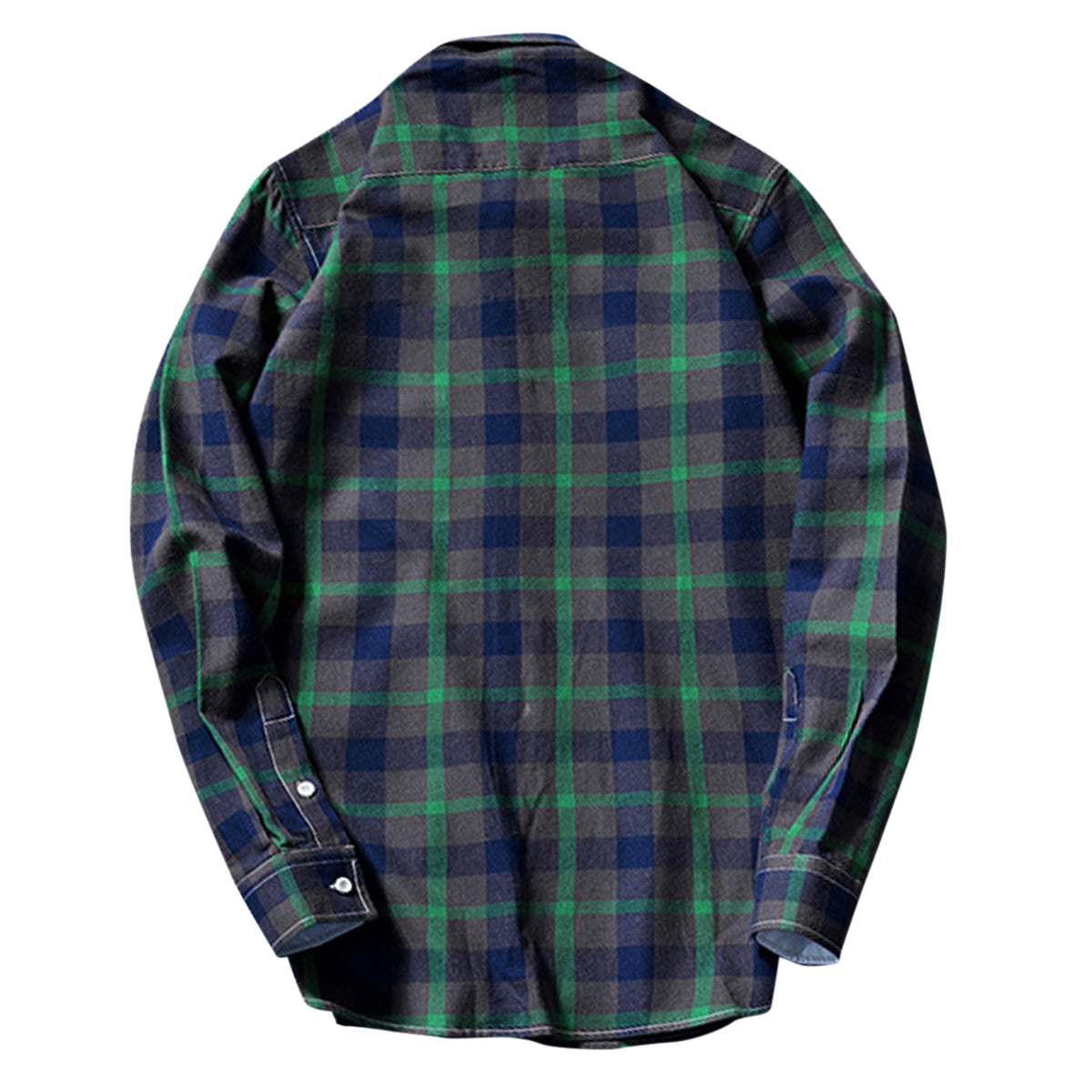 Men's Plaid Pointed Collar Long Sleeve Shirt Dark Green