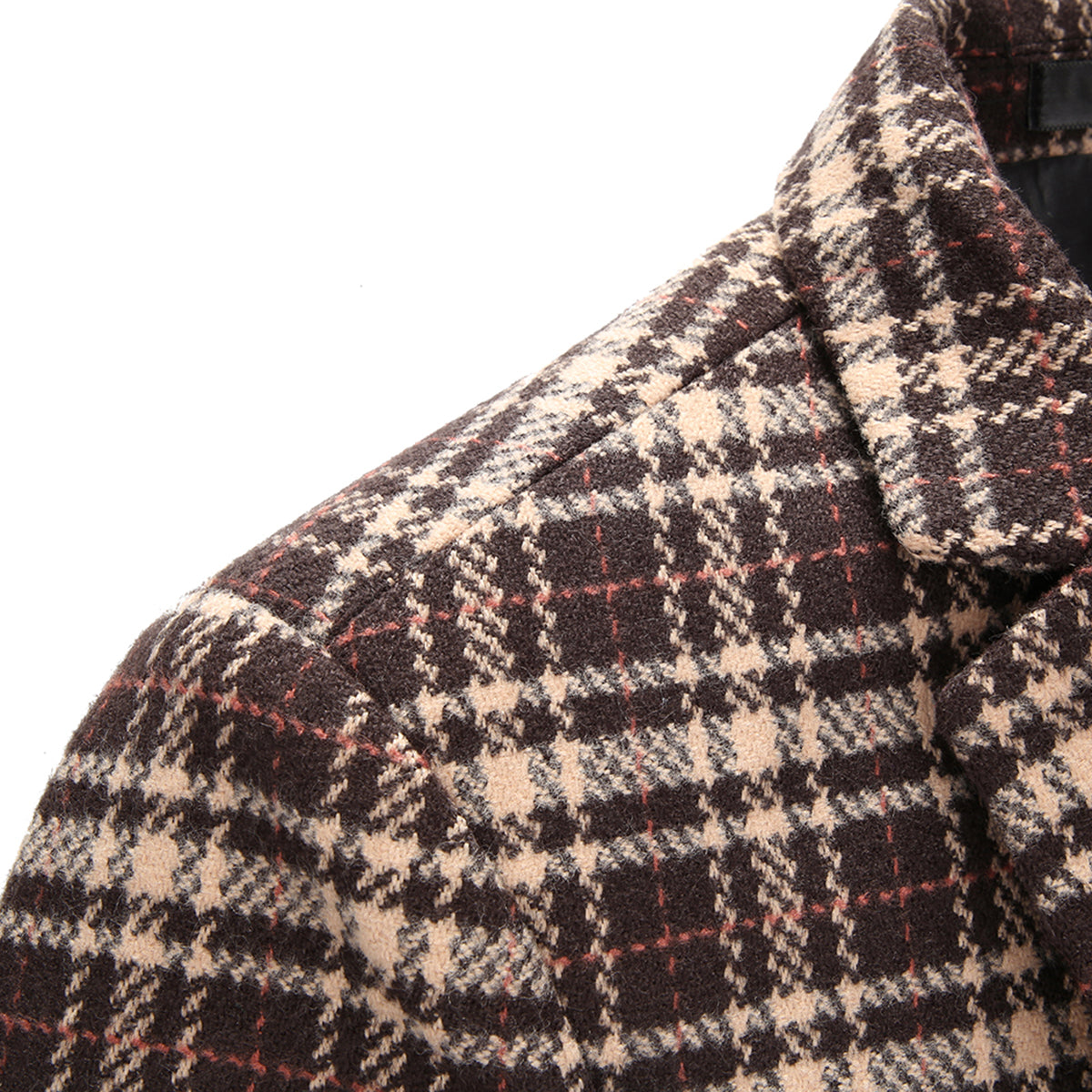 Men's Autumn One Button Casual Plaid Jacket Khaki