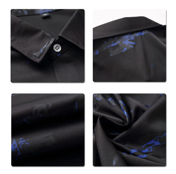 Slim Fit Pattern Printed T-Shirt Black