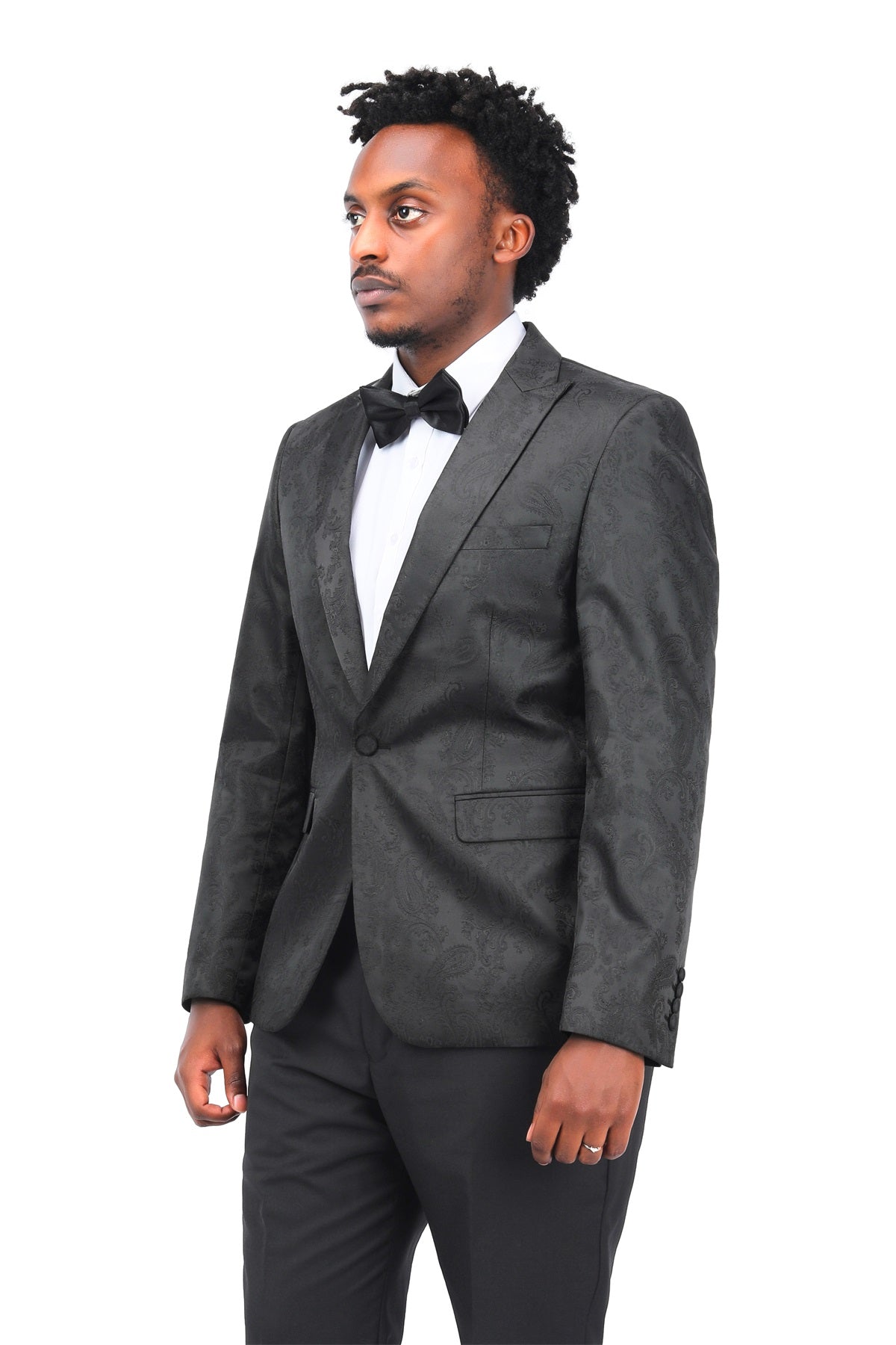 Men's Palace Dark Pattern One Button Blazer Black