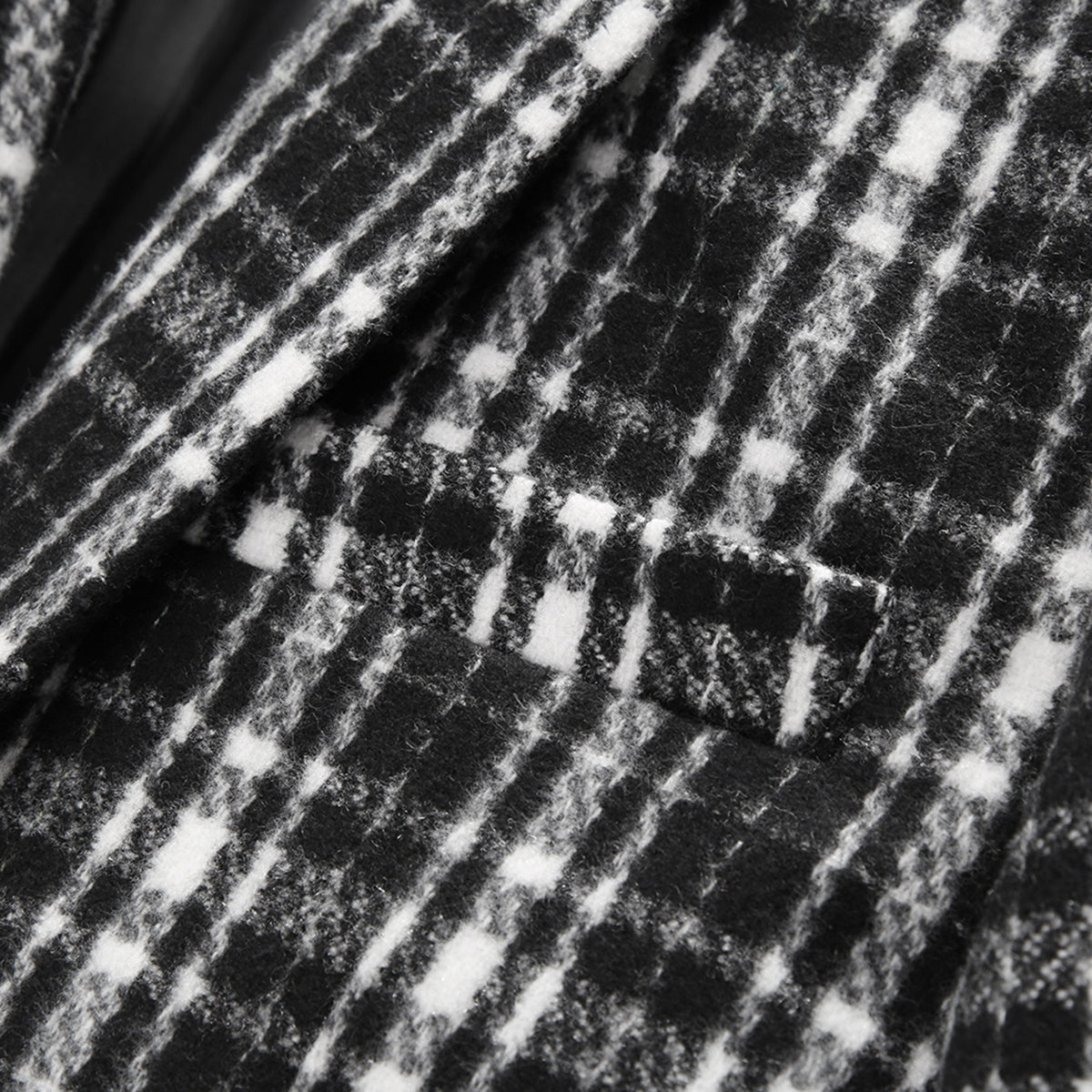 Men's Autumn One Button Casual Plaid Jacket Black