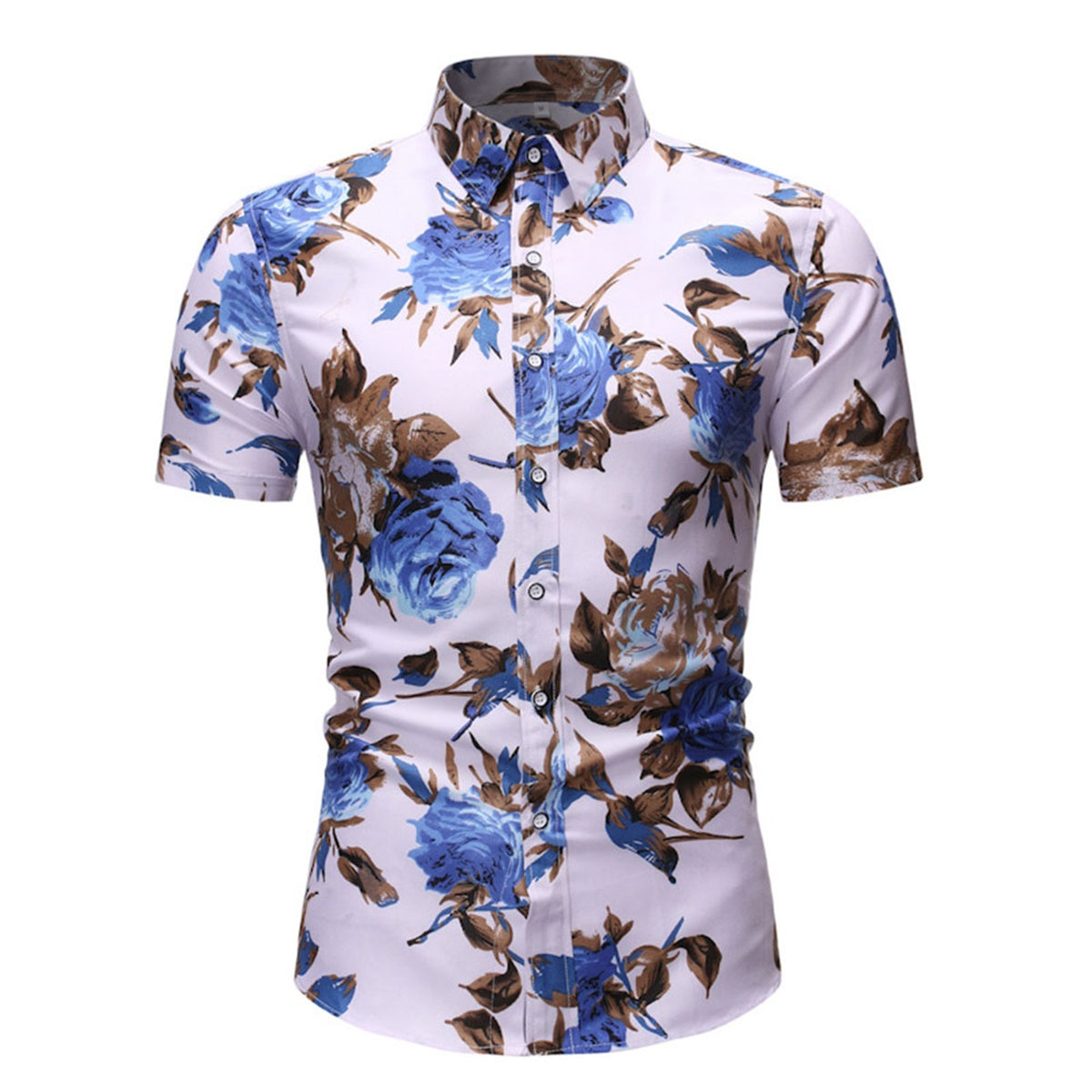 2-Piece Hawaii Blue Floral Print Style Summer Suit White