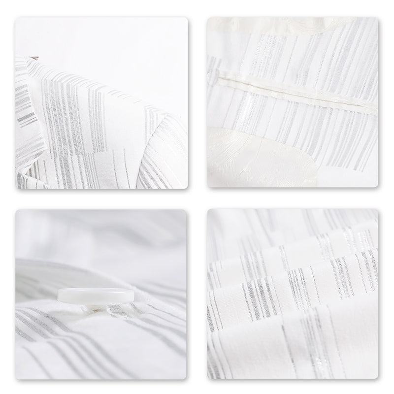 Silver Stripe Shiny Jacket Casual White Blazer Soft Velvet Fabric