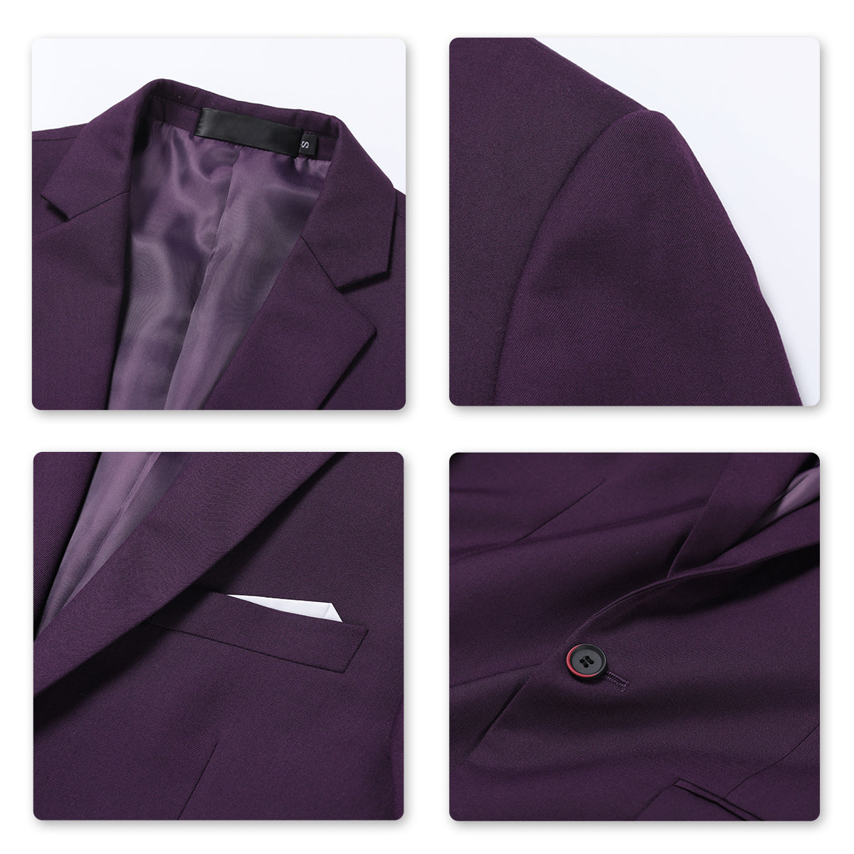 Mens Solid Color One Button Single Breasted Blazer Purple