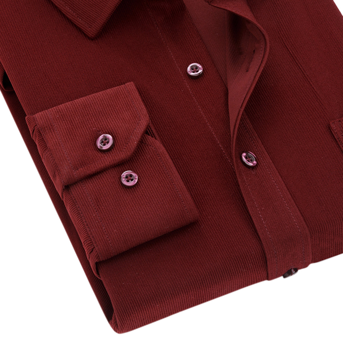 Men's Square Neck Solid Velvet Shirt Wine Red