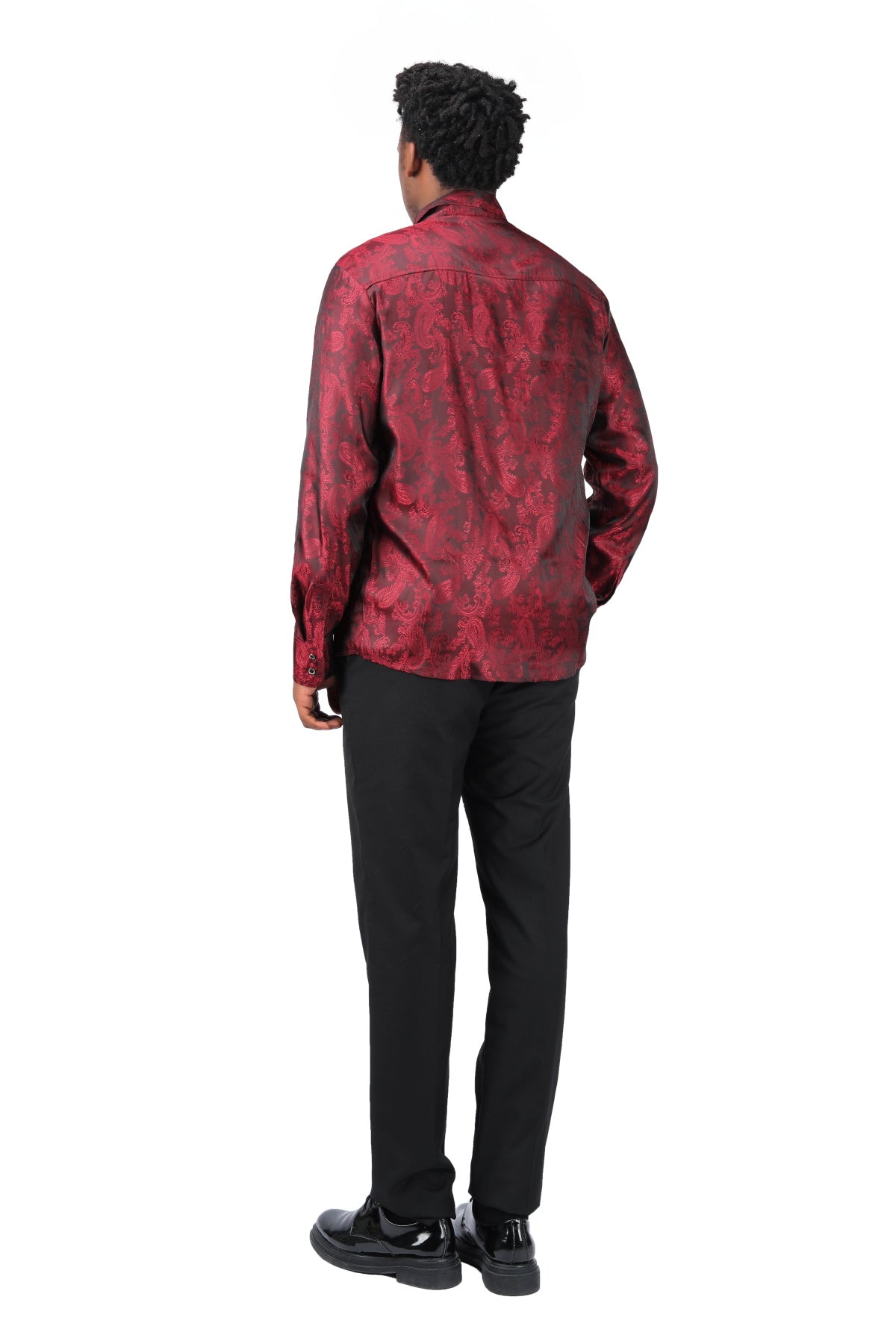 Slim Fit Embroidered Maroon Paisley Shirt