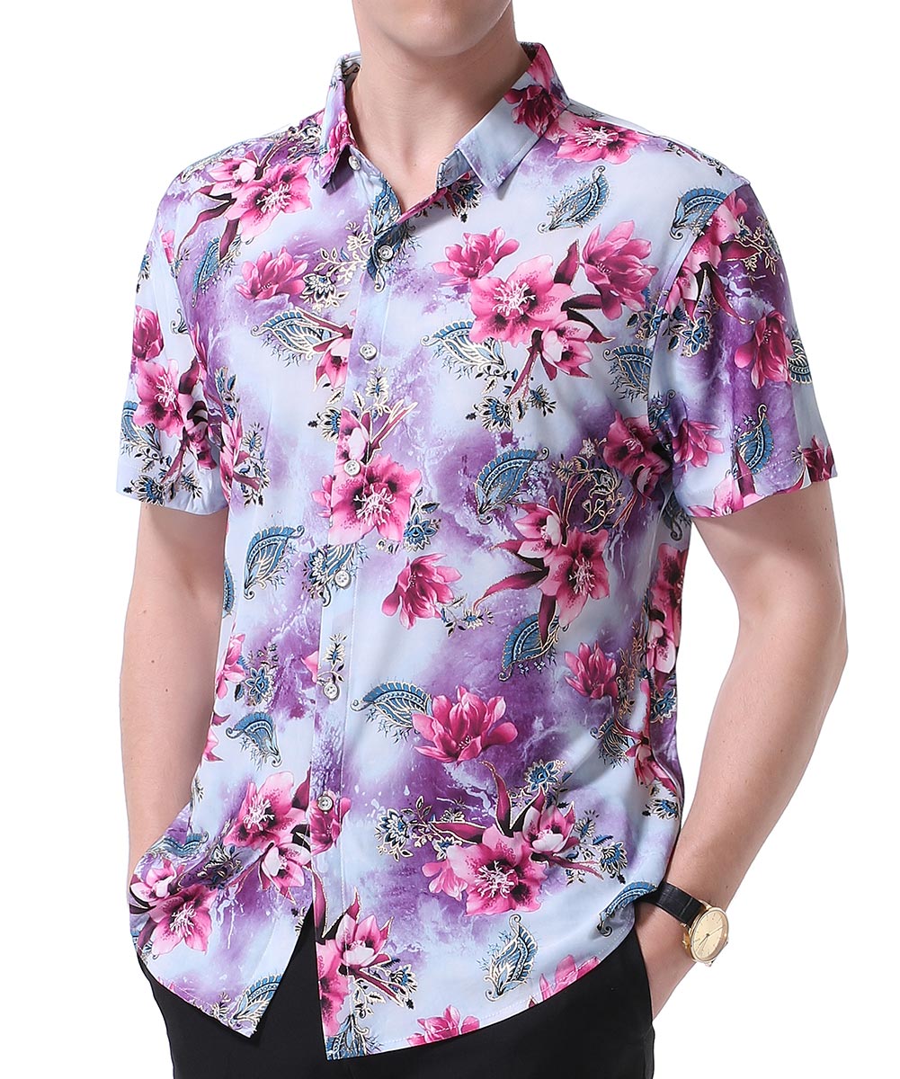 Slim Fit Floral Style Shirt Red Flower