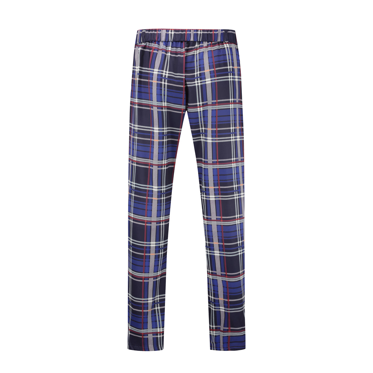 Men's Plaid Print Straight Casual Trousers Purple