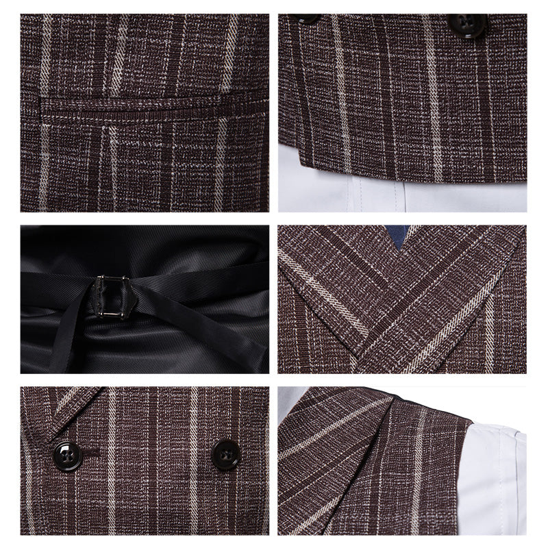 Slim Fit Comfortable Stripe Brown Vest