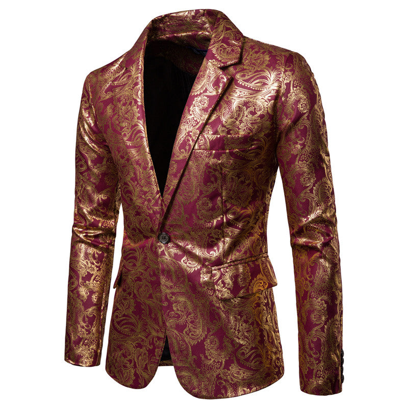 Slim Fit Maroon Glitter Paisley Blazer