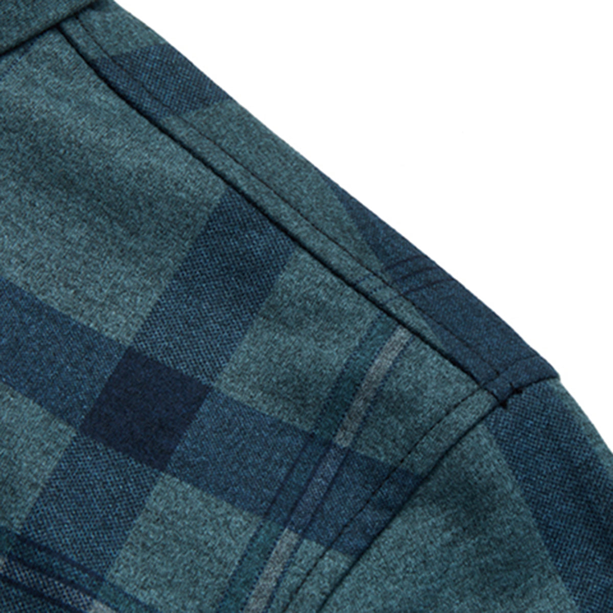 Men's Lapel Long Sleeve Cotton Plaid Shirt Dark Green