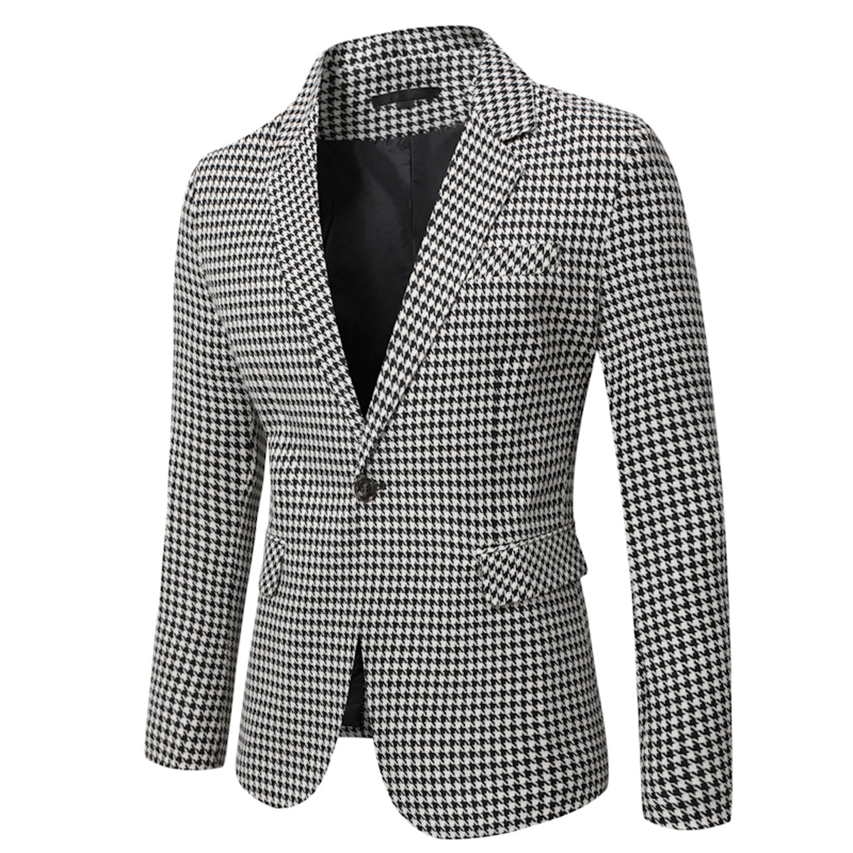 Men's Autumn Jacket Houndstooth One Button Casual Blazer