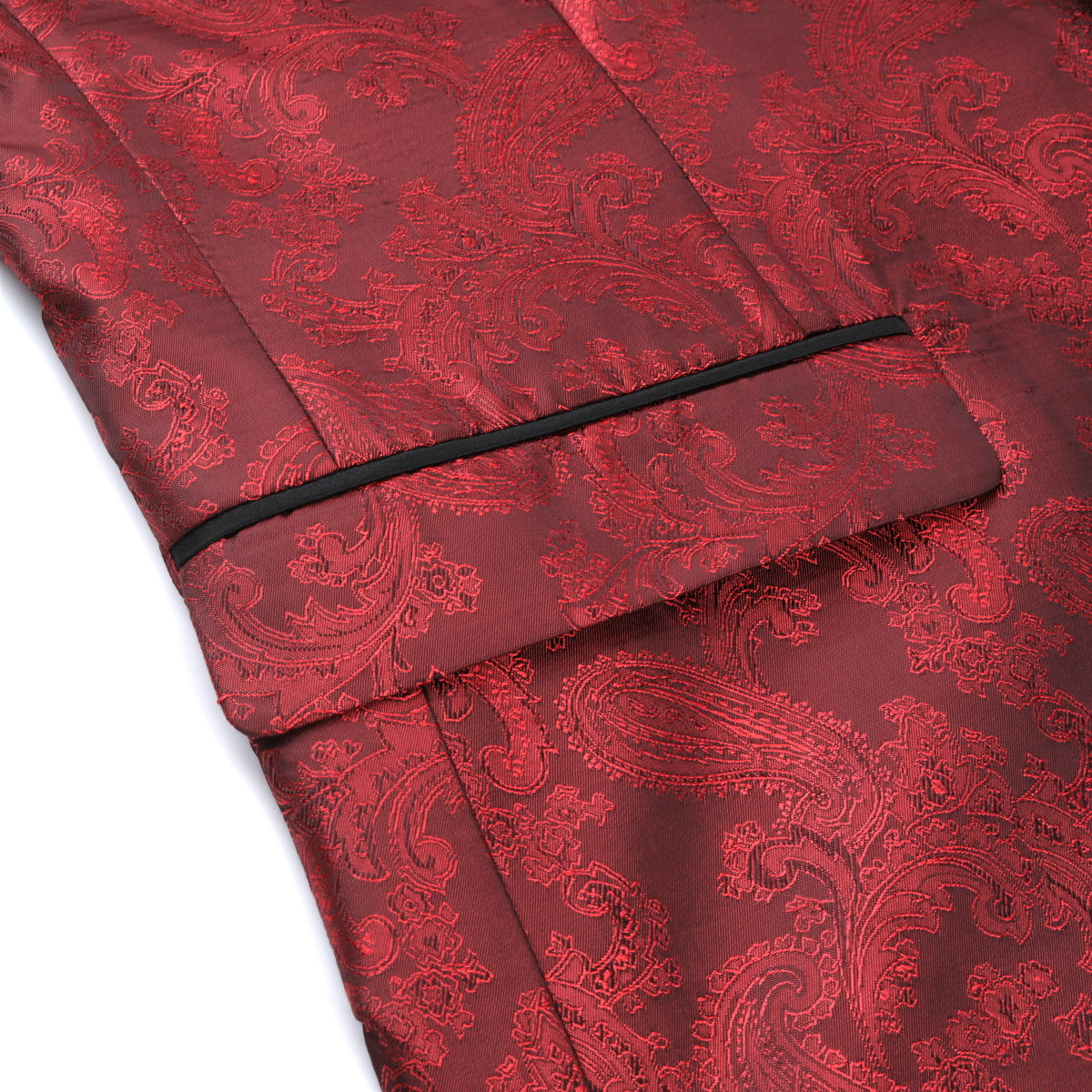 One Button Print Slim Fit Casual Blazer Red