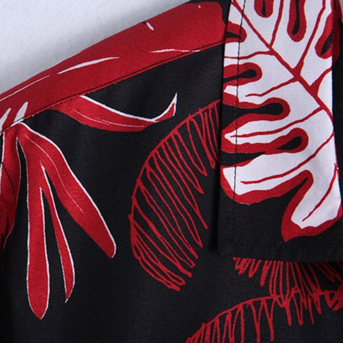 Slim Fit Long-Sleeve Shirt Red Leaves