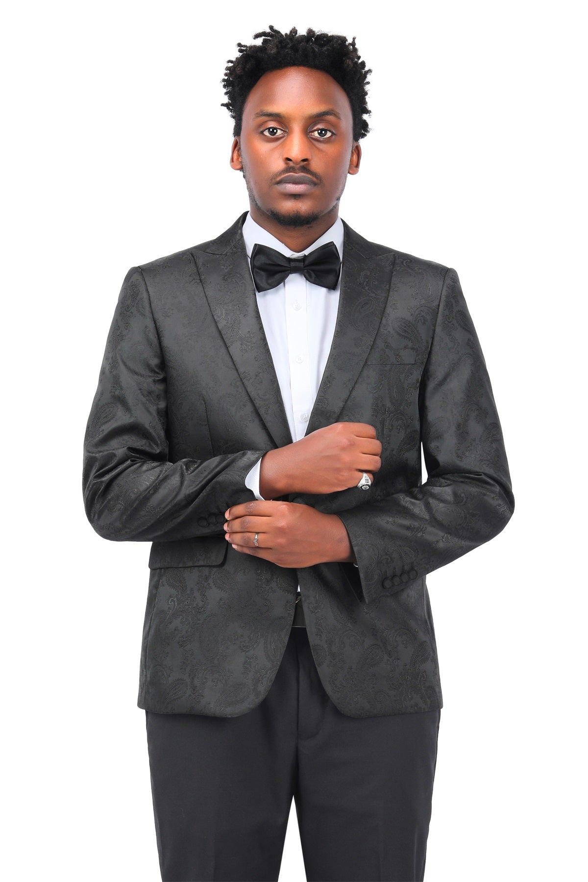 Men's Palace Dark Pattern One Button Blazer Black