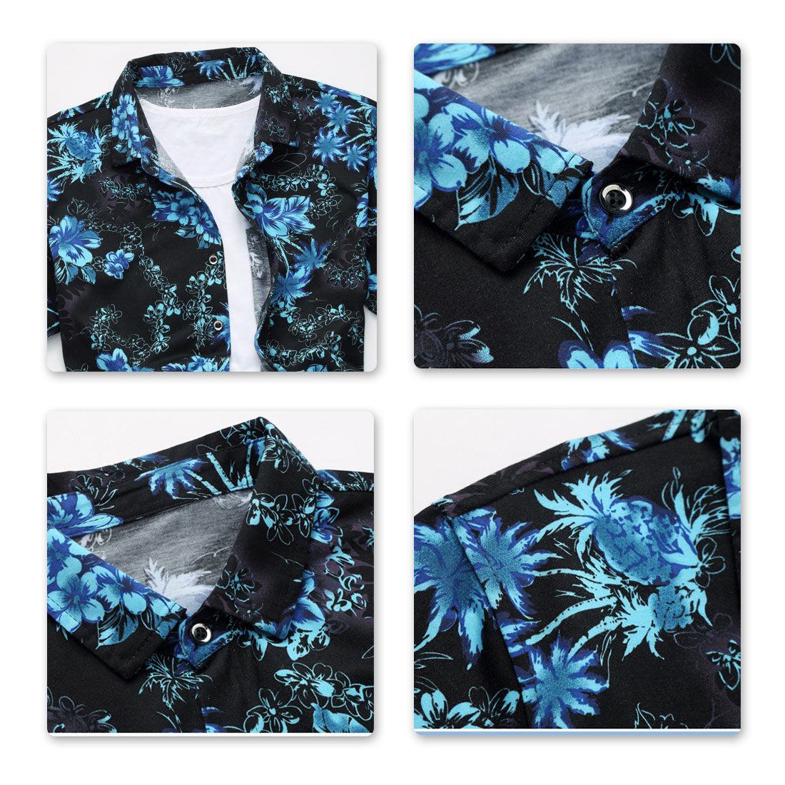Slim Fit Floral Blue Jasmine Flower Shirt