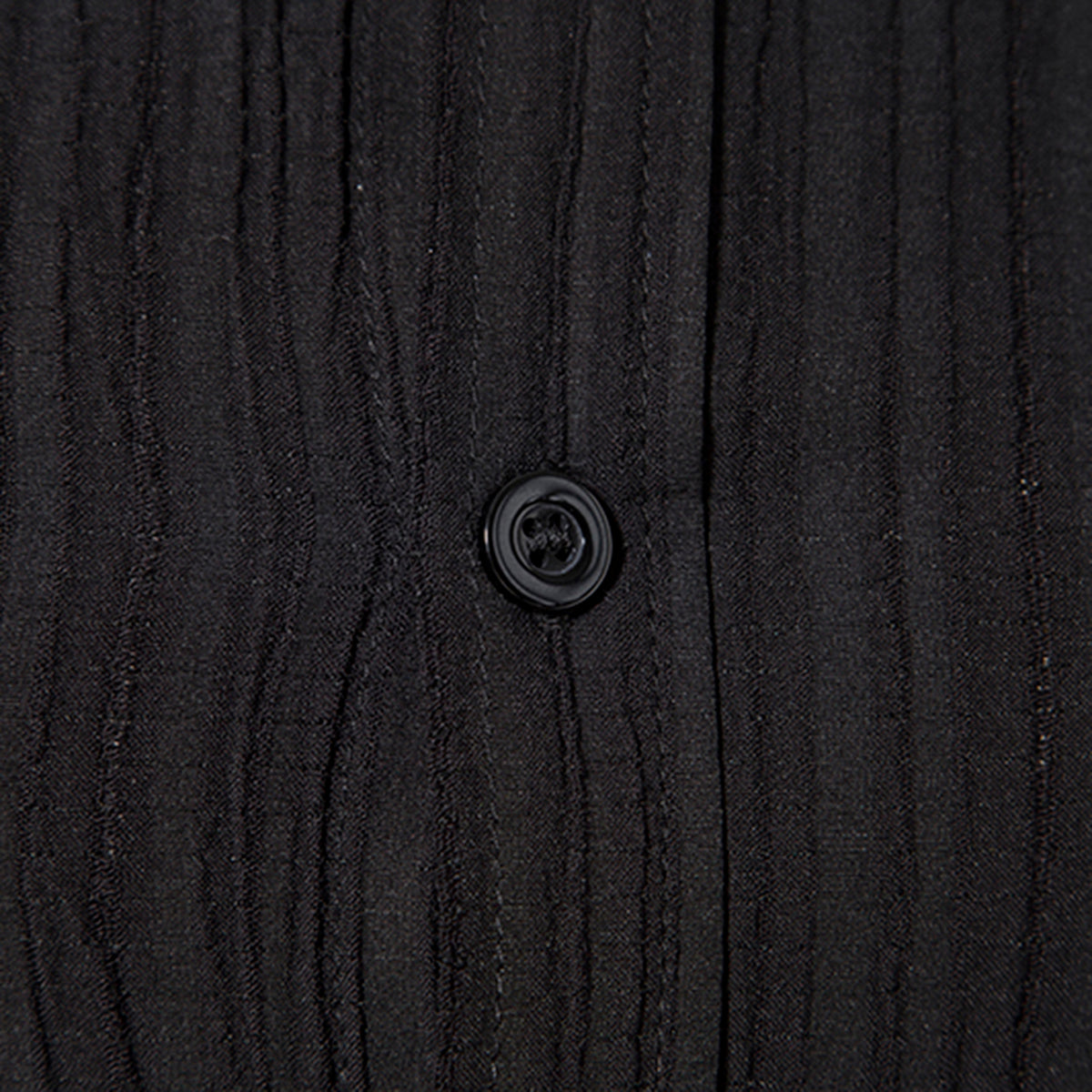 Men's Solid Color Lapel Wavy Long Sleeve Shirt Black