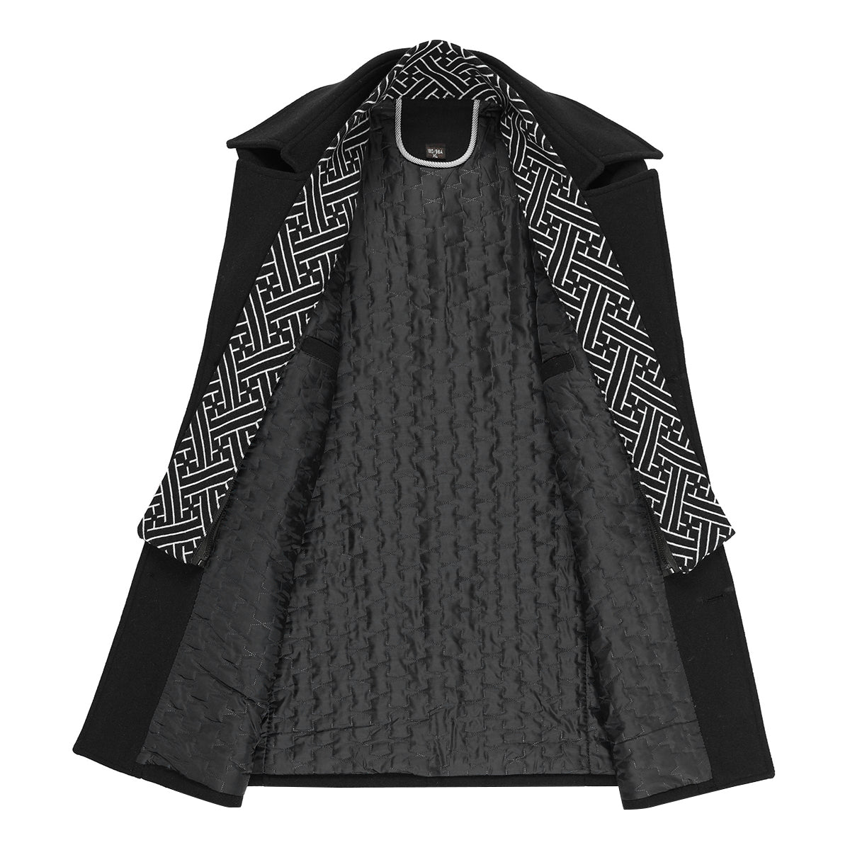 Men's Thick Solid Color Lapel Casual Coat Cotton Black