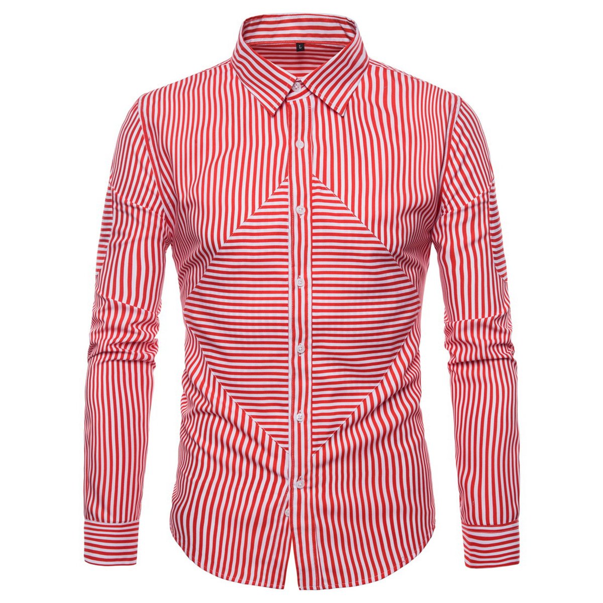 Regular Fit Stripe Casual Shirt Red