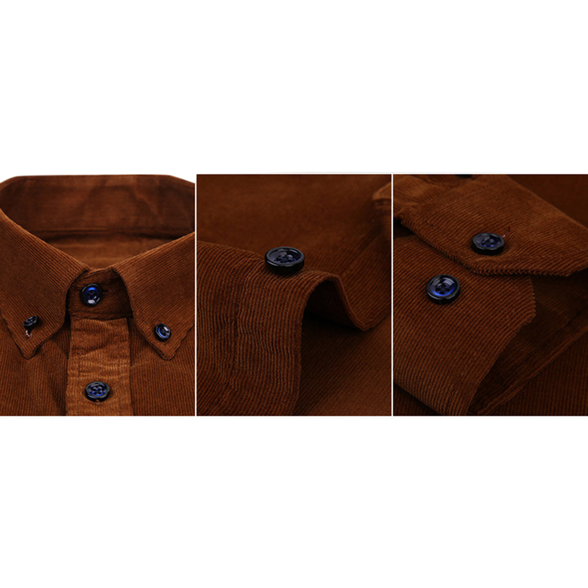 Men's Square Collar Solid Color Autumn Thickened Shirt Coffee