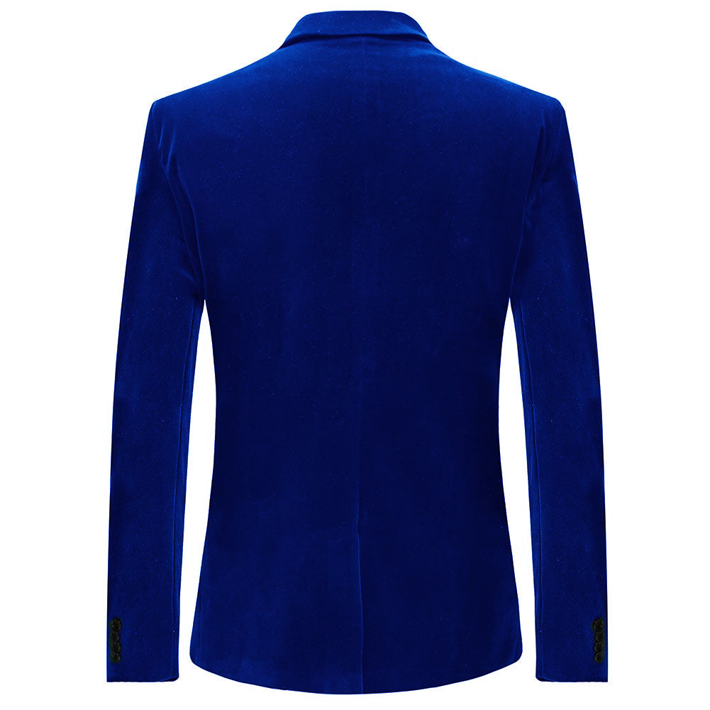 Blue Velvet Fashion Blazer Pleuche Tuxedo Jacket