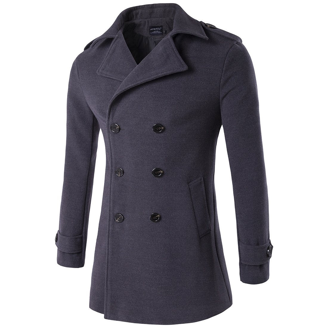 Wool Blend Classic Pea Coat Grey